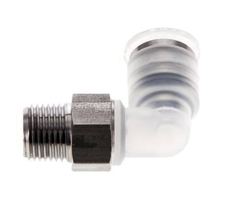 Racor de 6mm x R1/8'' 90deg con rosca macho PA/Acero inoxidable EPDM/PTFE Giratorio