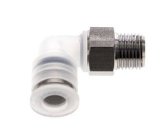 Racor de 6mm x R1/8'' 90deg con rosca macho PA/Acero inoxidable EPDM/PTFE Giratorio