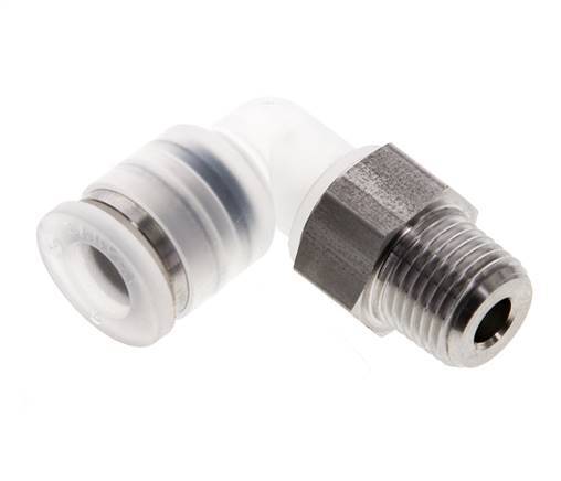 Racor de 6mm x R1/8'' 90deg con rosca macho PA/Acero inoxidable EPDM/PTFE Giratorio