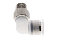 Codo de 90 grados 12mm x R3/8'' con rosca macho PA/Acero inoxidable EPDM/PTFE Giratorio