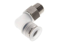 Codo de 90 grados 12mm x R3/8'' con rosca macho PA/Acero inoxidable EPDM/PTFE Giratorio