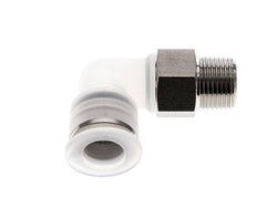 Codo de 90 grados 12mm x R3/8'' con rosca macho PA/Acero inoxidable EPDM/PTFE Giratorio