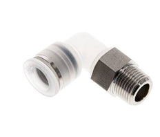 Codo de 90 grados 12mm x R3/8'' con rosca macho PA/Acero inoxidable EPDM/PTFE Giratorio