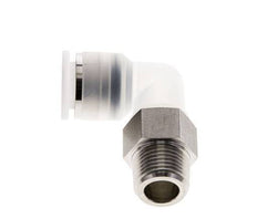 Codo de 90 grados 12mm x R3/8'' con rosca macho PA/Acero inoxidable EPDM/PTFE Giratorio