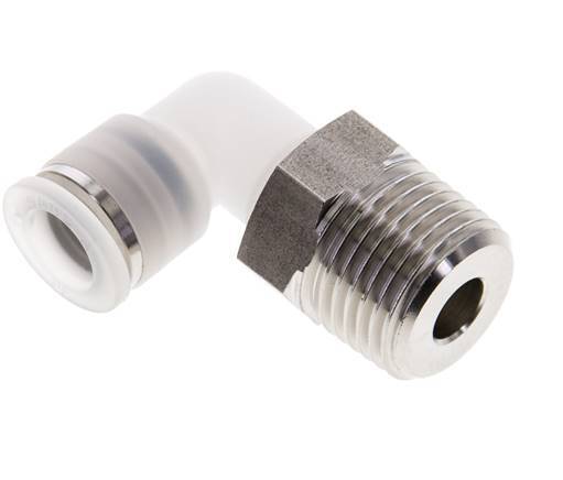 10mm x R1/2'' 90deg Elbow Push-in Fitting with Male Threads PA/Stainless Steel EPDM/PTFE Rotatable