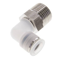10mm x R1/2'' 90deg Elbow Push-in Fitting with Male Threads PA/Stainless Steel EPDM/PTFE Rotatable