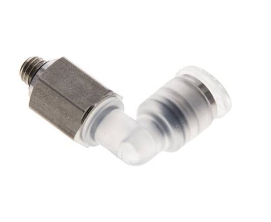 Racor de 4mm x M 5 90deg con rosca macho PA/Acero inoxidable EPDM Giratorio