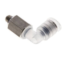 Racor de 4mm x M 5 90deg con rosca macho PA/Acero inoxidable EPDM Giratorio