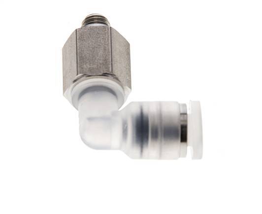 Racor de 4mm x M 5 90deg con rosca macho PA/Acero inoxidable EPDM Giratorio