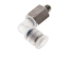 Racor de 4mm x M 5 90deg con rosca macho PA/Acero inoxidable EPDM Giratorio