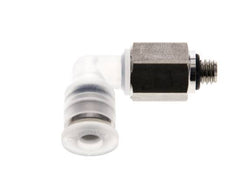 Racor de 4mm x M 5 90deg con rosca macho PA/Acero inoxidable EPDM Giratorio