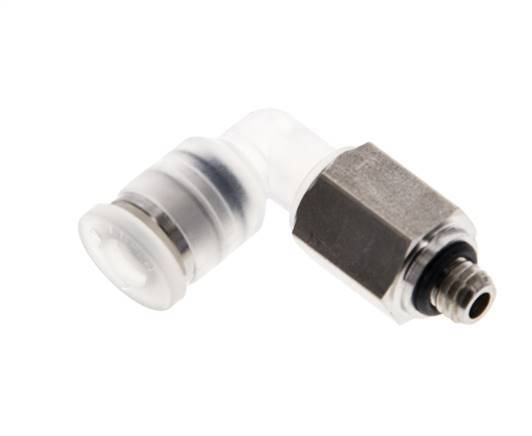 Racor de 4mm x M 5 90deg con rosca macho PA/Acero inoxidable EPDM Giratorio
