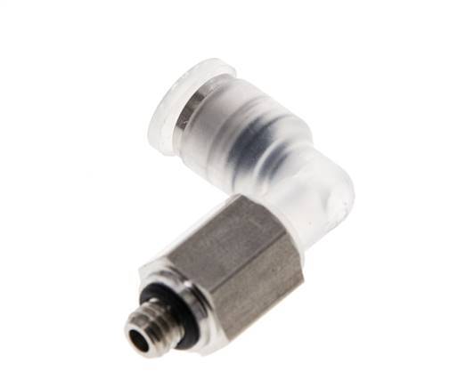 Racor de 4mm x M 5 90deg con rosca macho PA/Acero inoxidable EPDM Giratorio