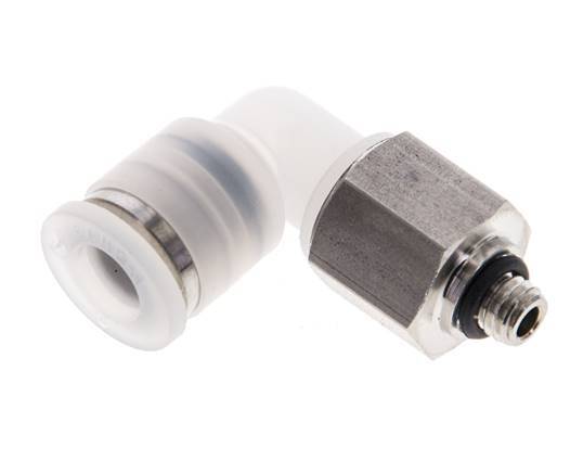 6mm x M 5 90deg Elbow Push-in Fitting with Male Threads PA/Stainless Steel EPDM Rotatable