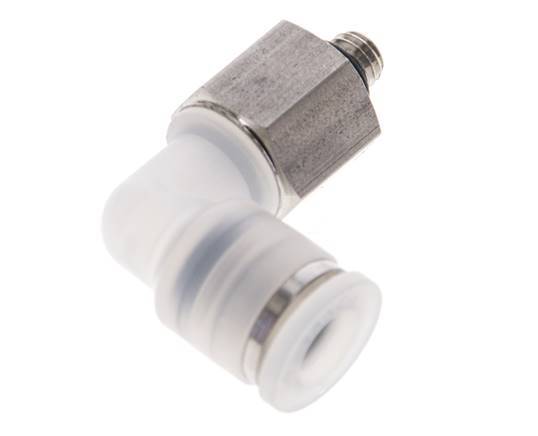 6mm x M 5 90deg Elbow Push-in Fitting with Male Threads PA/Stainless Steel EPDM Rotatable