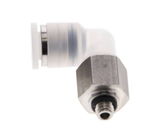 6mm x M 5 90deg Elbow Push-in Fitting with Male Threads PA/Stainless Steel EPDM Rotatable
