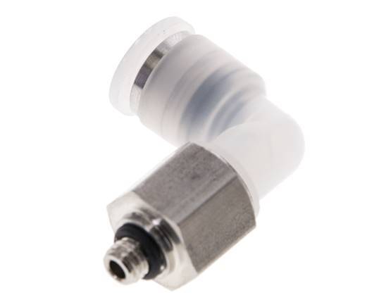 6mm x M 5 90deg Elbow Push-in Fitting with Male Threads PA/Stainless Steel EPDM Rotatable