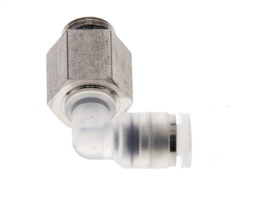 Racor de 4mm x G1/8'' 90deg con rosca macho PA/Acero inoxidable EPDM Giratorio