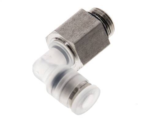 Racor de 4mm x G1/8'' 90deg con rosca macho PA/Acero inoxidable EPDM Giratorio