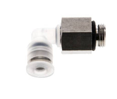 Racor de 4mm x G1/8'' 90deg con rosca macho PA/Acero inoxidable EPDM Giratorio