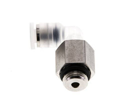 Racor de 4mm x G1/8'' 90deg con rosca macho PA/Acero inoxidable EPDM Giratorio