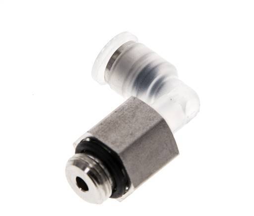 Racor de 4mm x G1/8'' 90deg con rosca macho PA/Acero inoxidable EPDM Giratorio