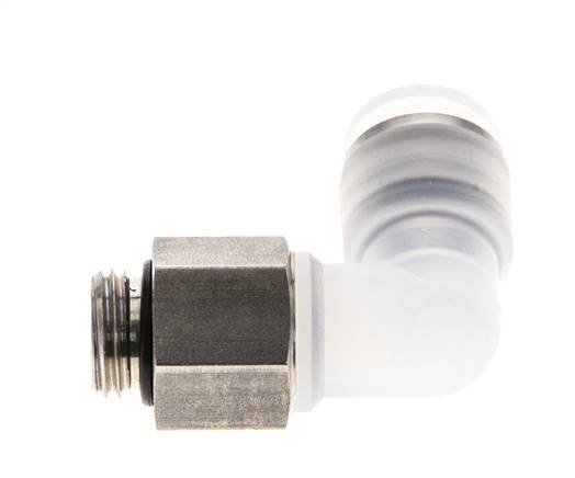 Codo de 90 grados 10mm x G1/4'' con rosca macho PA/Acero inoxidable EPDM Giratorio