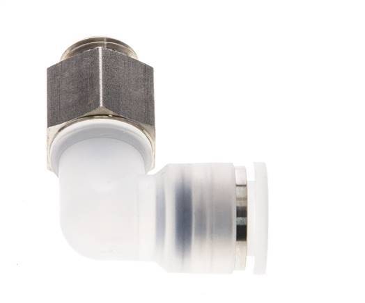 Codo de 90 grados 10mm x G1/4'' con rosca macho PA/Acero inoxidable EPDM Giratorio