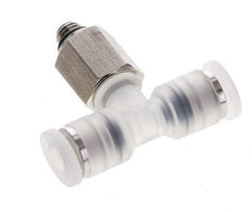 4mm x M 5 Inline Tee Push-in Fitting with Male Threads PA/Stainless Steel EPDM FDA Rotatable