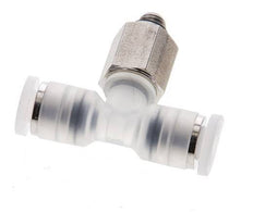 4mm x M 5 Inline Tee Push-in Fitting with Male Threads PA/Stainless Steel EPDM FDA Rotatable