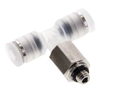4mm x M 5 Inline Tee Push-in Fitting with Male Threads PA/Stainless Steel EPDM FDA Rotatable