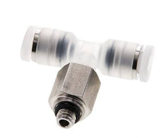 4mm x M 5 Inline Tee Push-in Fitting with Male Threads PA/Stainless Steel EPDM FDA Rotatable