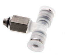 4mm x M 5 Inline Tee Push-in Fitting with Male Threads PA/Stainless Steel EPDM FDA Rotatable