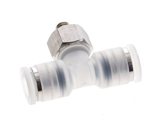 6mm x M 5 Inline Tee Push-in Fitting with Male Threads PA/Stainless Steel EPDM FDA Rotatable