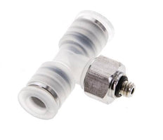 6mm x M 5 Inline Tee Push-in Fitting with Male Threads PA/Stainless Steel EPDM FDA Rotatable
