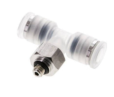 6mm x M 5 Inline Tee Push-in Fitting with Male Threads PA/Stainless Steel EPDM FDA Rotatable