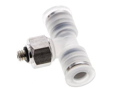 6mm x M 5 Inline Tee Push-in Fitting with Male Threads PA/Stainless Steel EPDM FDA Rotatable