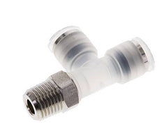 Racor en T en ángulo recto de 8mm x R1/4'' con rosca macho PA/Acero inoxidable EPDM Giratorio FDA