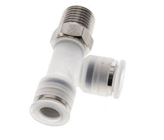 Racor en T en ángulo recto de 8mm x R1/4'' con rosca macho PA/Acero inoxidable EPDM Giratorio FDA