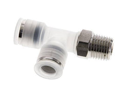 Racor en T en ángulo recto de 8mm x R1/4'' con rosca macho PA/Acero inoxidable EPDM Giratorio FDA