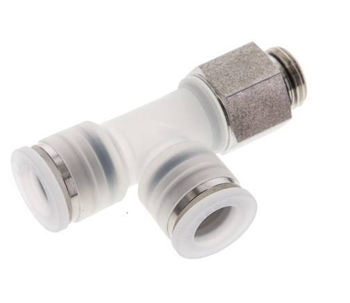 10mm x G1/4'' Right Angle Tee Push-in Fitting with Male Threads PA/Stainless Steel EPDM FDA Rotatable