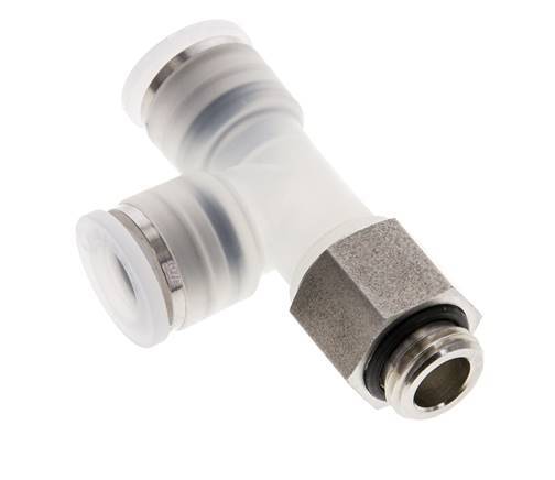 10mm x G1/4'' Right Angle Tee Push-in Fitting with Male Threads PA/Stainless Steel EPDM FDA Rotatable
