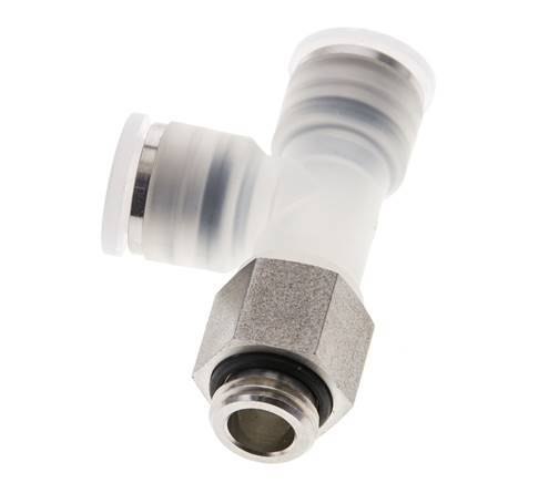10mm x G1/4'' Right Angle Tee Push-in Fitting with Male Threads PA/Stainless Steel EPDM FDA Rotatable