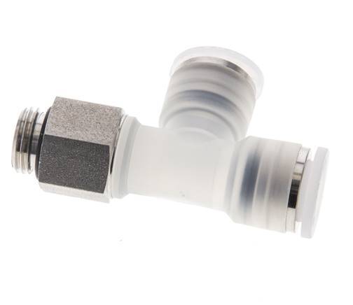 10mm x G1/4'' Right Angle Tee Push-in Fitting with Male Threads PA/Stainless Steel EPDM FDA Rotatable