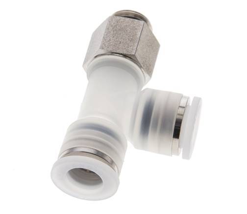 10mm x G1/4'' Right Angle Tee Push-in Fitting with Male Threads PA/Stainless Steel EPDM FDA Rotatable