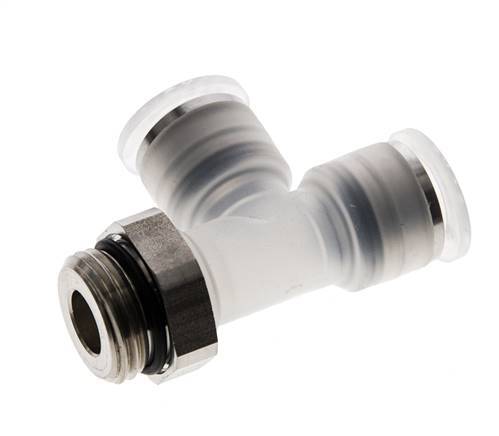 Racor en T en ángulo recto de 12mm x G1/2'' con rosca macho PA/Acero inoxidable EPDM giratorio FDA
