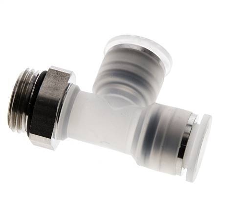 Racor en T en ángulo recto de 12mm x G1/2'' con rosca macho PA/Acero inoxidable EPDM giratorio FDA