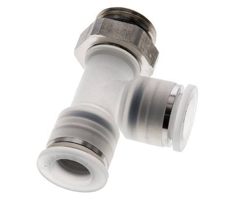 Racor en T en ángulo recto de 12mm x G1/2'' con rosca macho PA/Acero inoxidable EPDM giratorio FDA