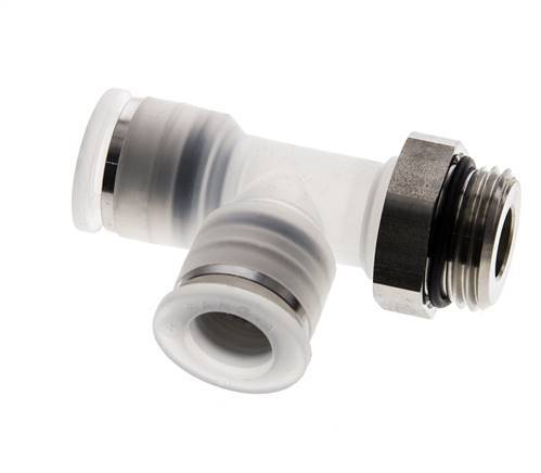 Racor en T en ángulo recto de 12mm x G1/2'' con rosca macho PA/Acero inoxidable EPDM giratorio FDA