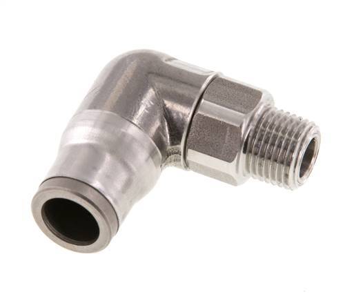Racor de 8mm x 1/8'' NPT 90deg con rosca macho Acero inoxidable FKM Giratorio